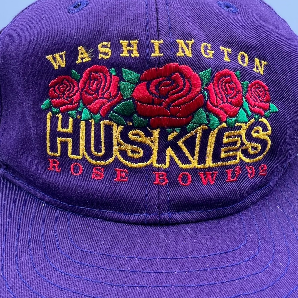 Vintage Washington Huskies Rose Bowl 92 Snapback Hat Marquee Purple Mens Cap - Picture 2 of 7